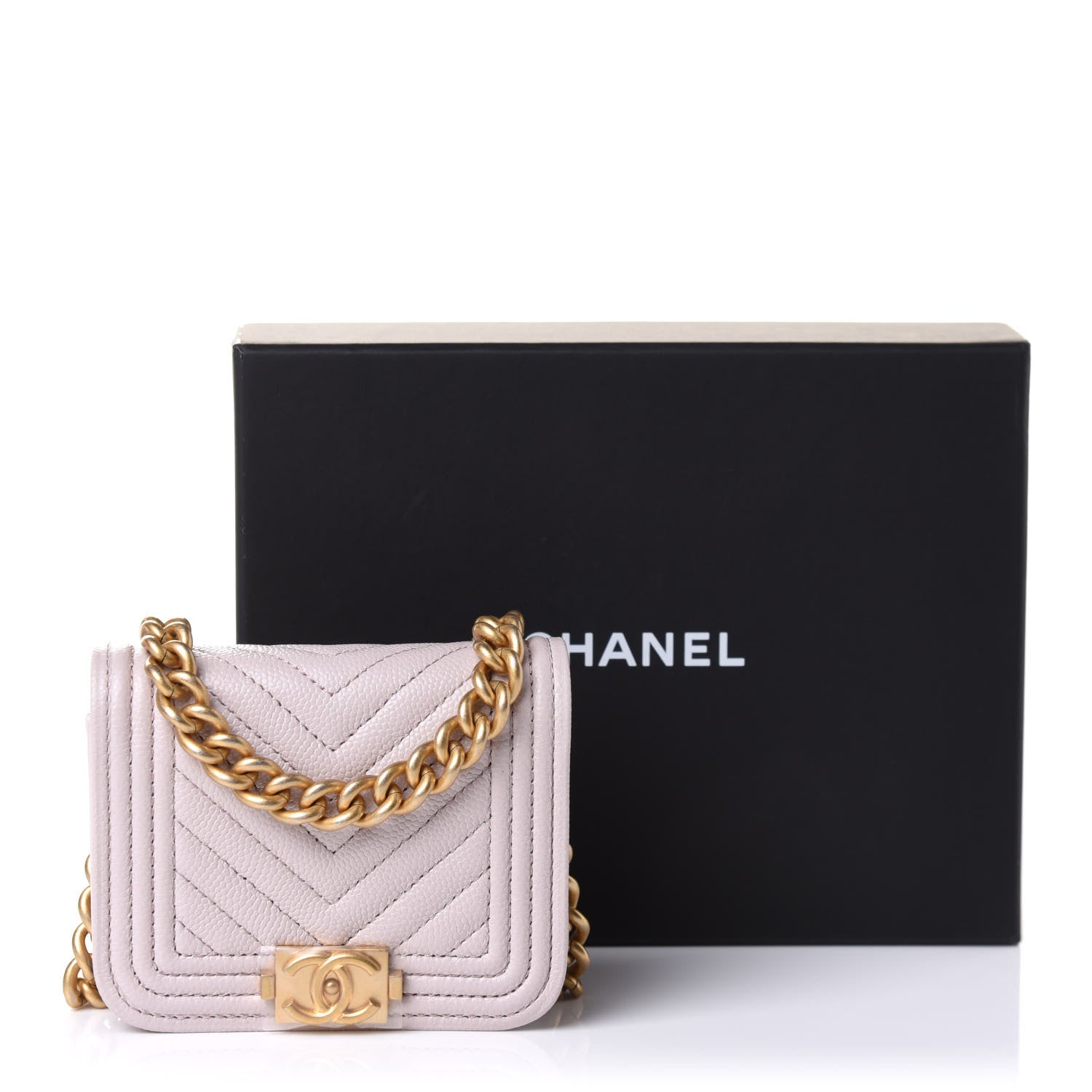 Chanel Caviar Chevron Boy Flap Waist Belt Bag Light Purple 11 of 11