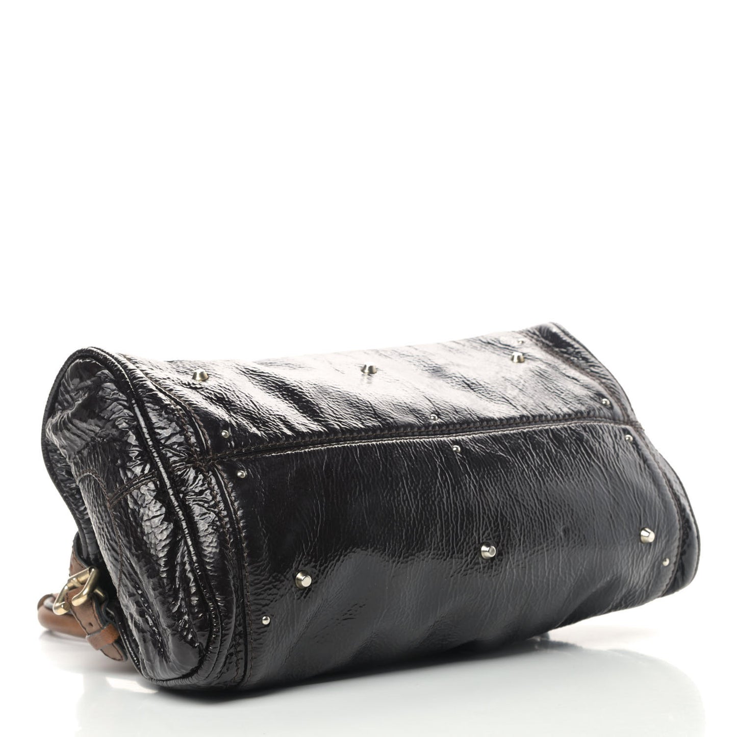 Patent Lambskin Medium Paddington Satchel Dark Brown