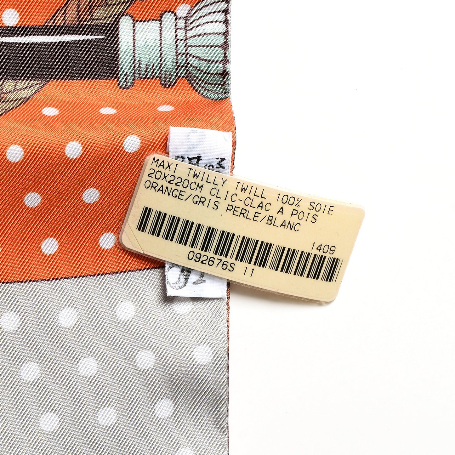 Silk Clic Clac à Pois Maxi Twilly Orange Gris Perle Blanc