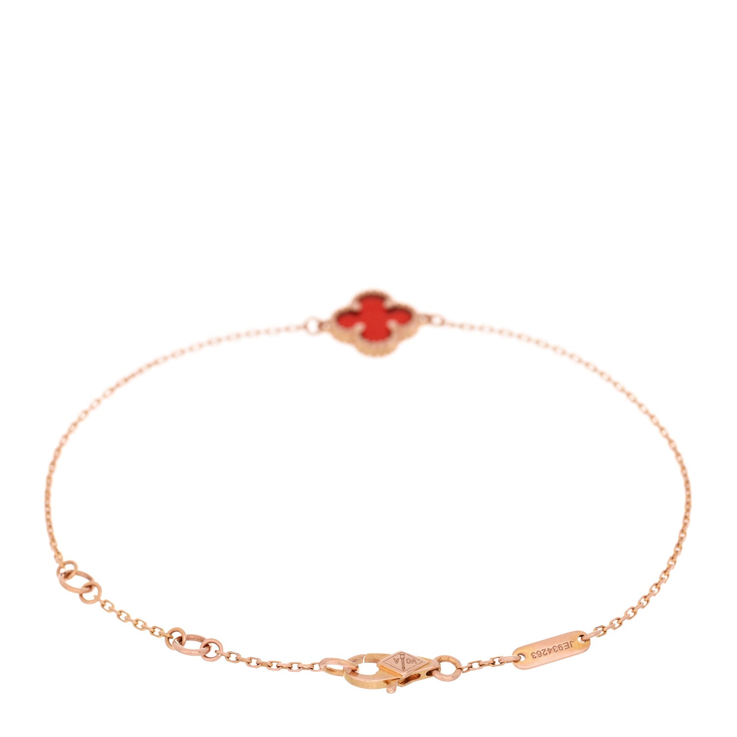 Van Cleef & Arpels 18K Rose Gold Carnelian Sweet Alhambra Bracelet 2 of 4