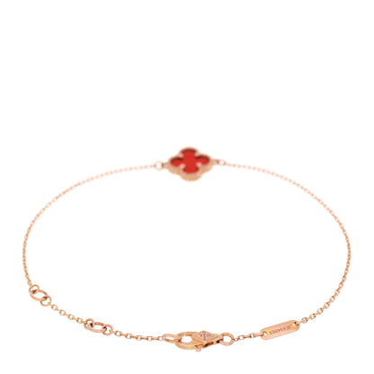 Van Cleef & Arpels 18K Rose Gold Carnelian Sweet Alhambra Bracelet 2 of 4