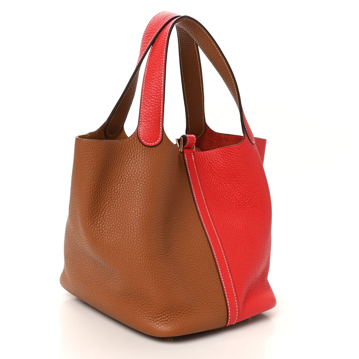 Hermes Taurillon Clemence Casaque Picotin Lock 22 MM Gold Rouge De Coeur 3 of 10