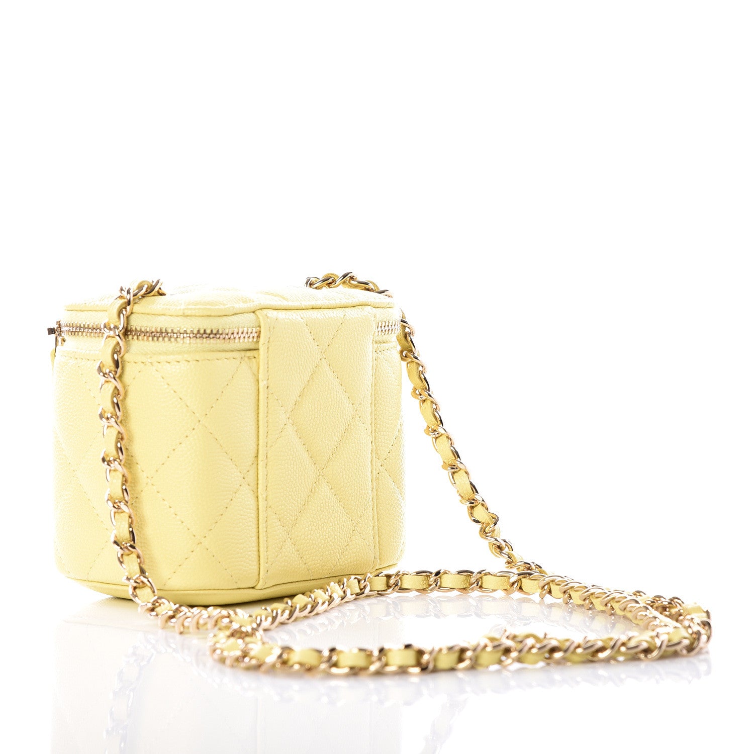 Chanel Caviar Quilted Mini Vanity Case With Chain Yellow 2 of 11