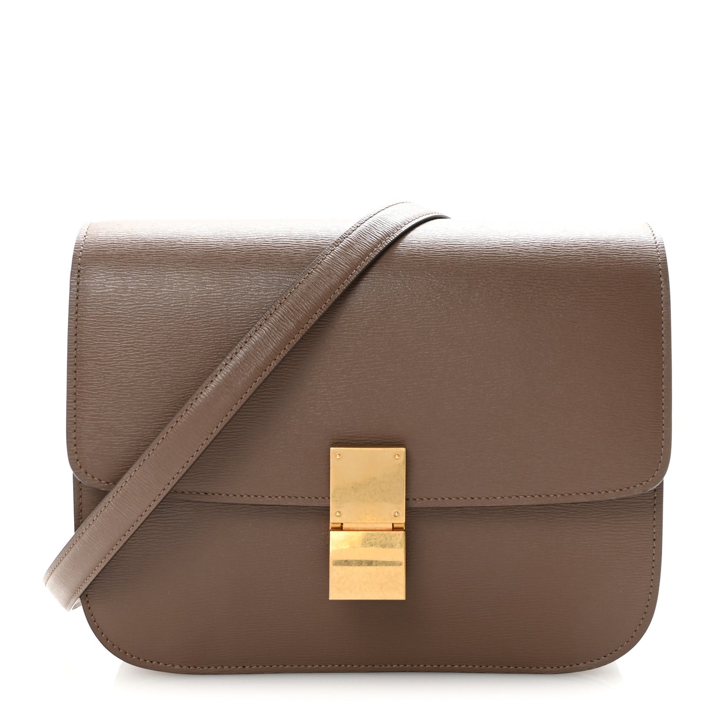 Liege Calfskin Medium Classic Box Flap Bag Taupe