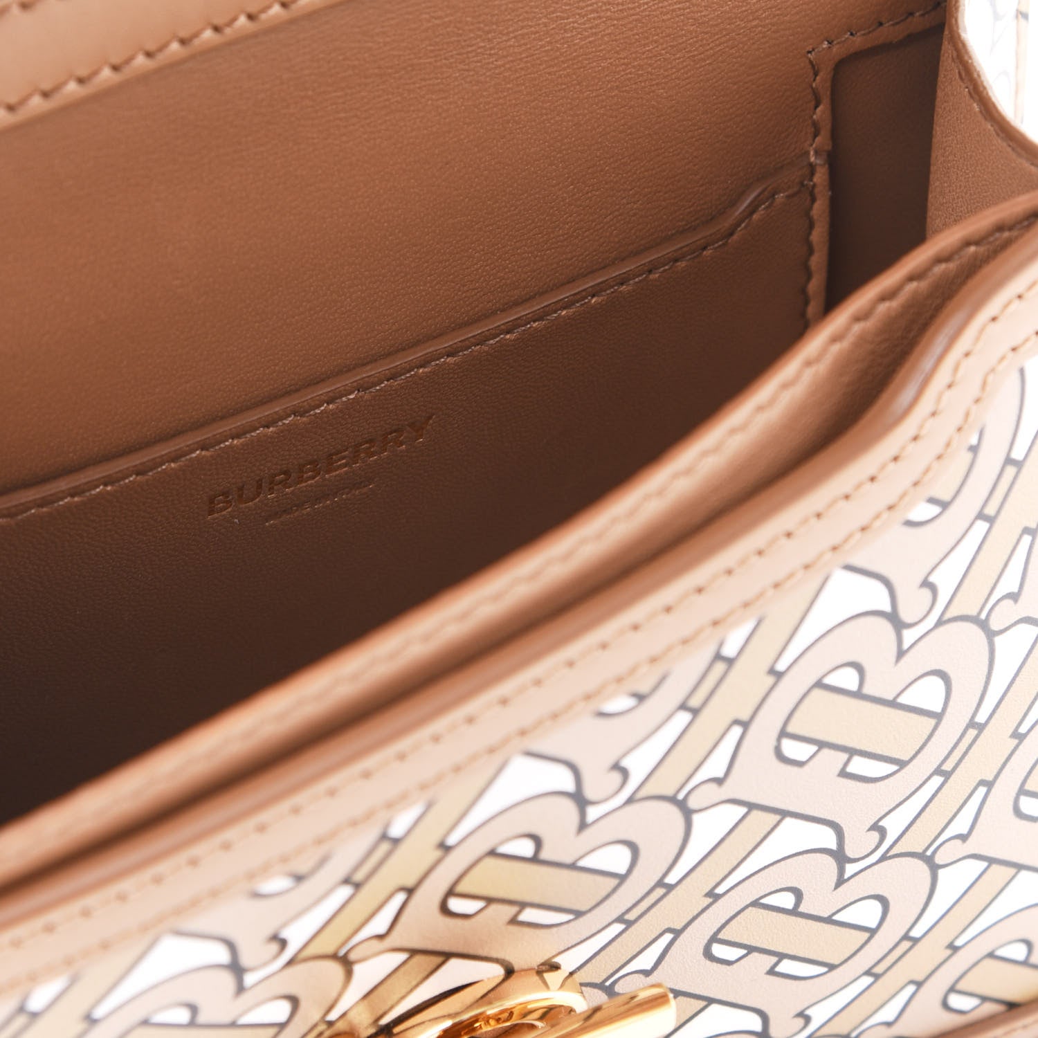 Burberry Calfskin Monogram Mini TB Bag Beige 7 of 8