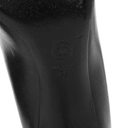 Chanel Lambskin Grosgrain Pearl Cap Toe Pumps 38 Black 6 of 8