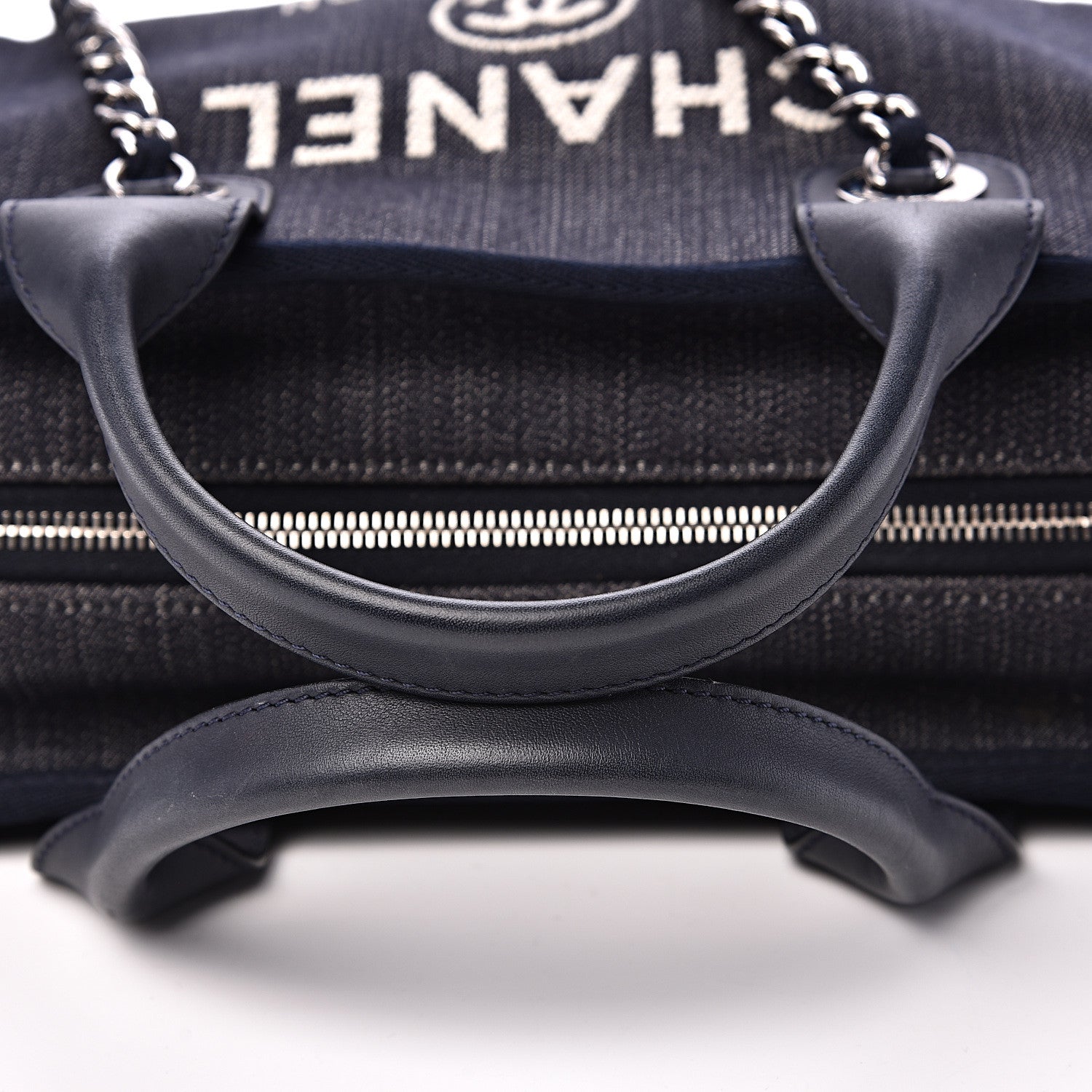 Chanel Denim Deauville Bowling Bag Dark Blue 12 of 12