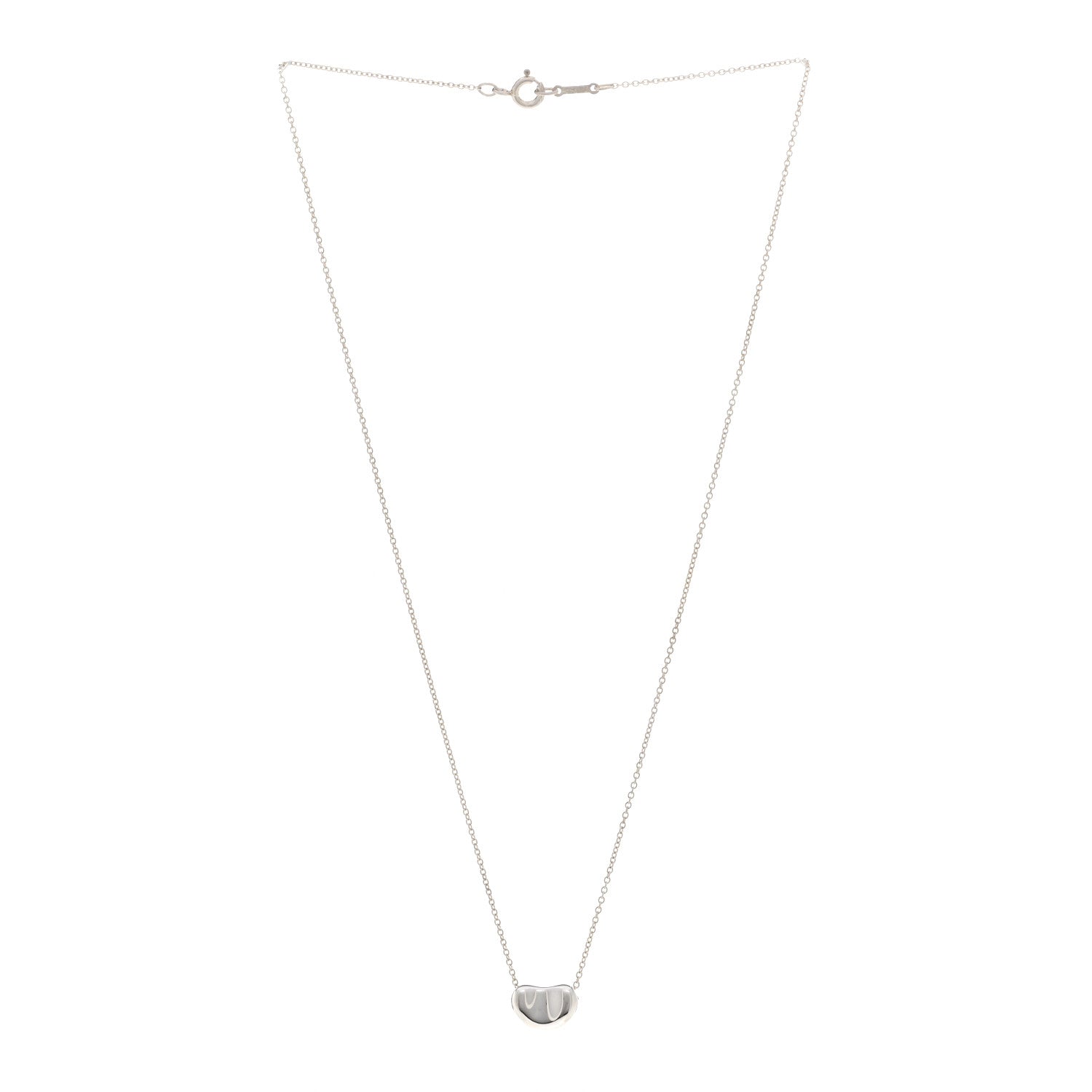 Tiffany Sterling Silver 11mm Elsa Peretti Bean Pendant Necklace 3 of 4