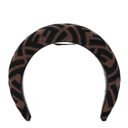 Fendi Wool Cashmere FF Logo Headband Tobacco 1 of 8