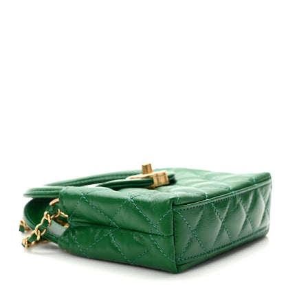 Chanel Shiny Aged Calfskin Quilted Mini Nano Kelly Shopper Green 4 of 10