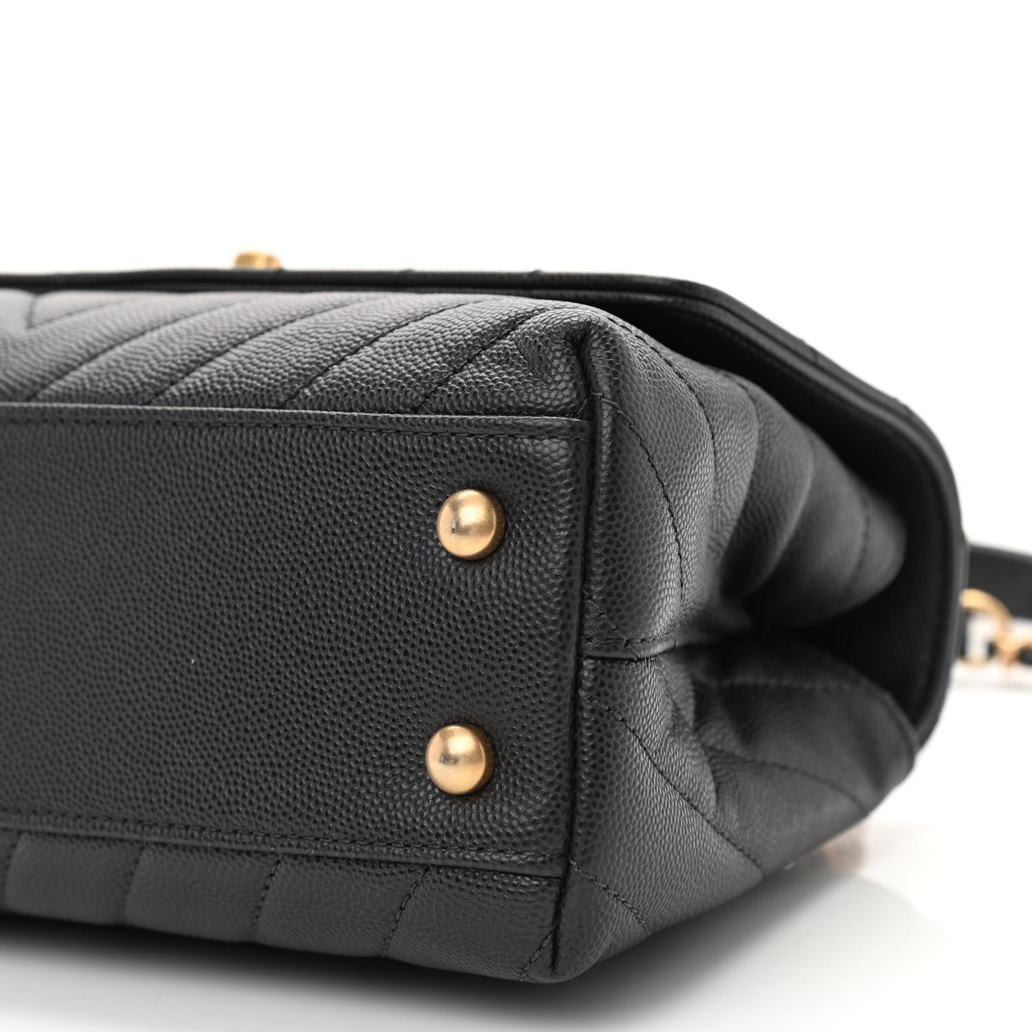 Caviar Chevron Quilted Mini Coco Handle Flap Dark Grey