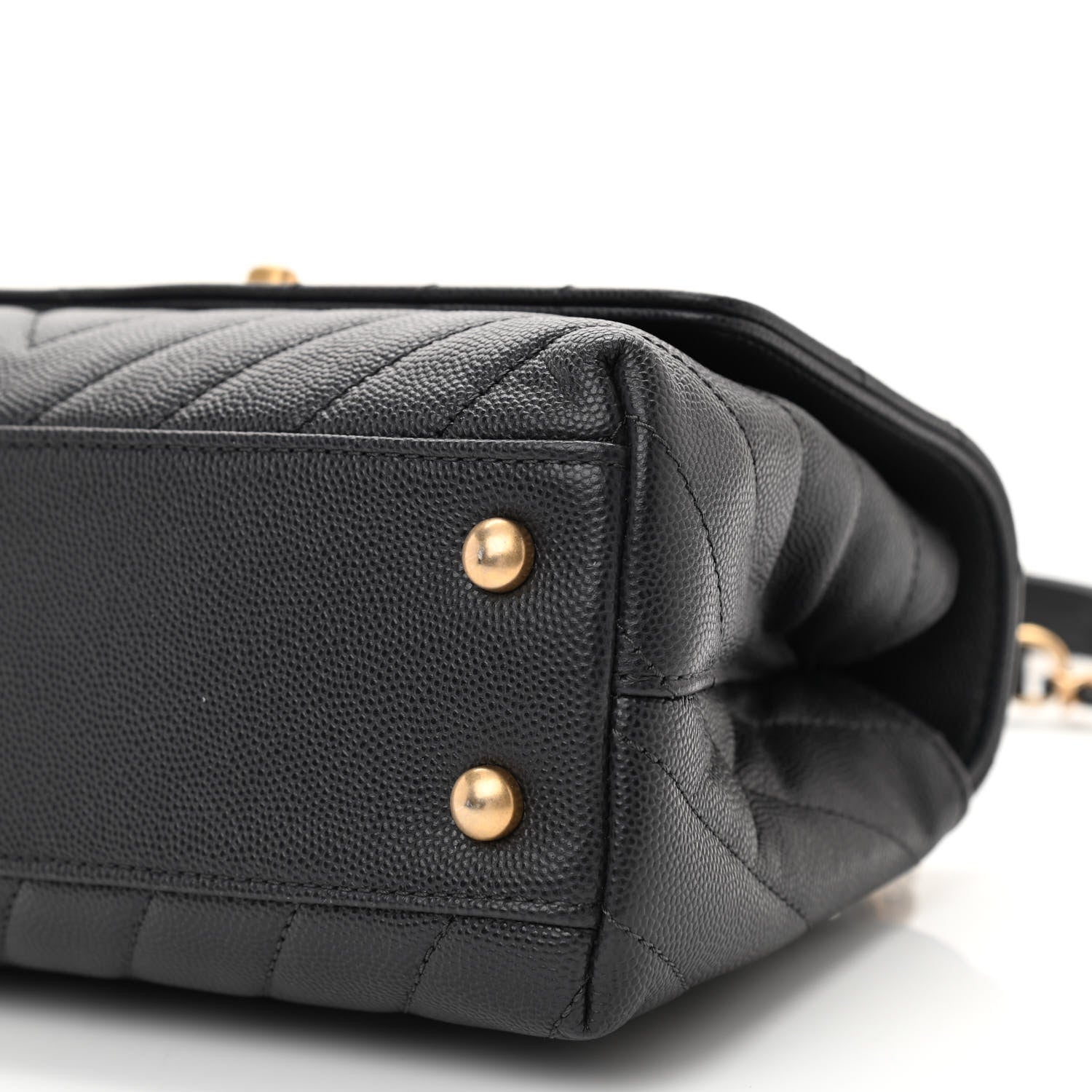 Chanel Caviar Chevron Quilted Mini Coco Handle Flap Dark Grey 10 of 11