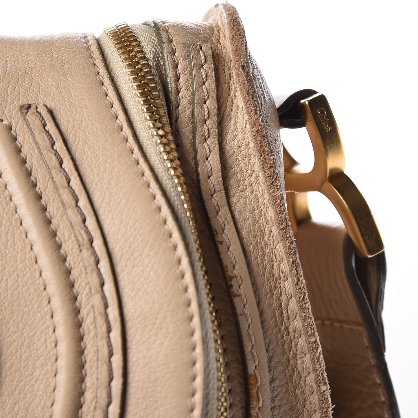 Calfskin Medium Marcie Round Zip Crossbody Bag Angora Beige