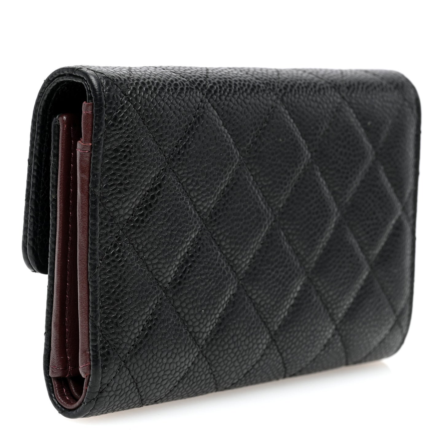 Caviar Quilted Medium Flap Wallet Black