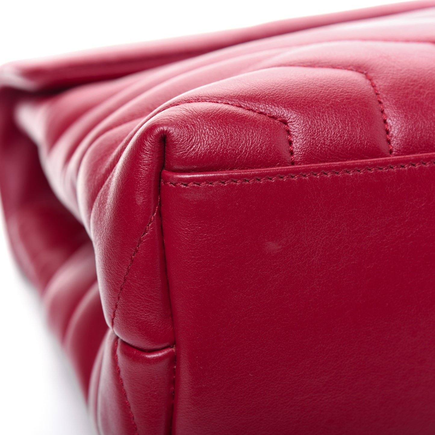 Calfskin Y Quilted Monogram Medium Loulou Chain Satchel Lipstick Red