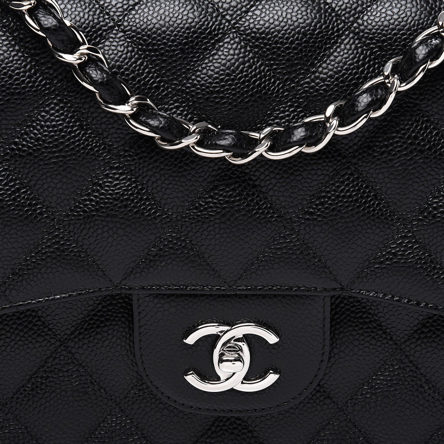 Caviar Quilted Jumbo Double Flap Black