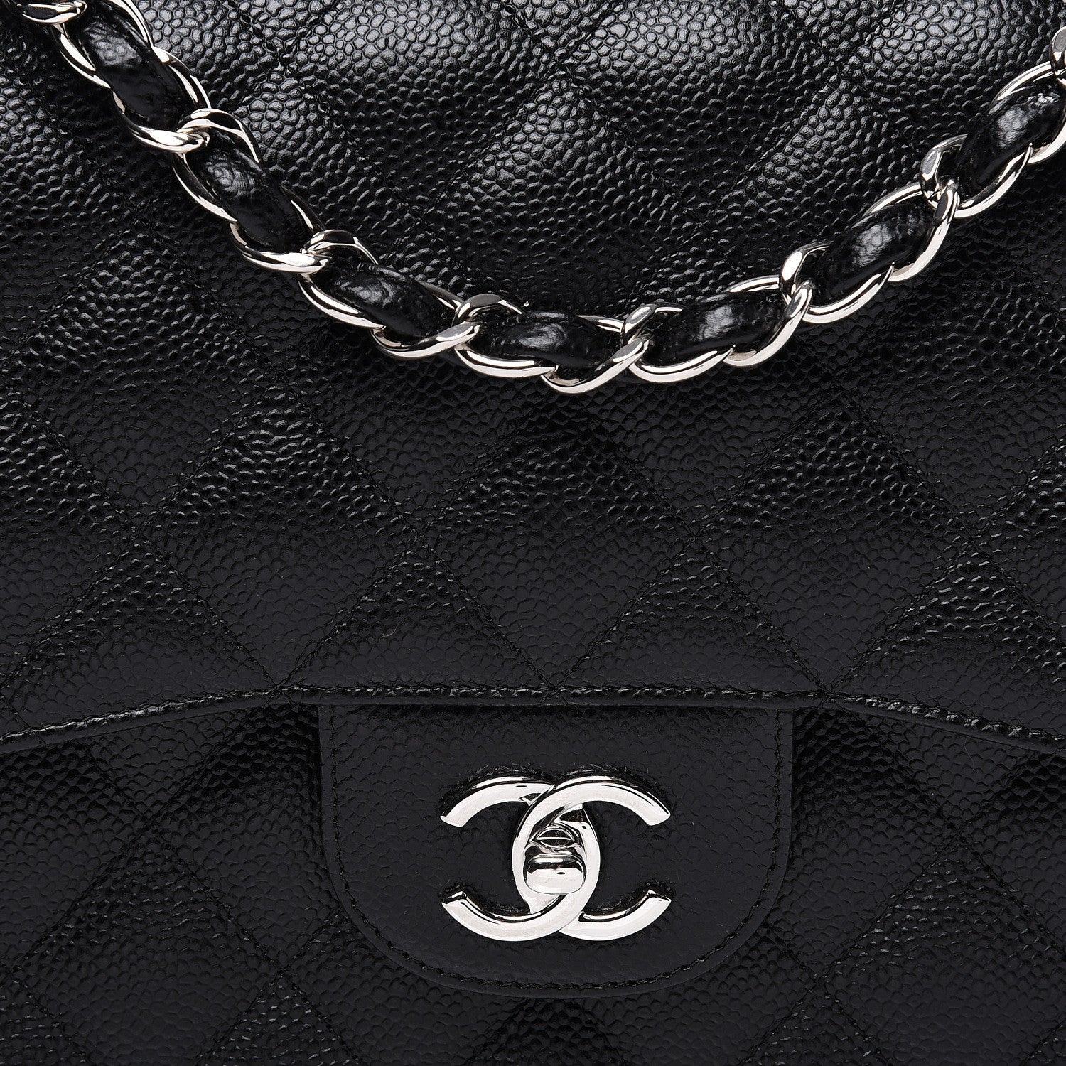 Chanel Caviar Quilted Jumbo Double Flap Black 9 of 10