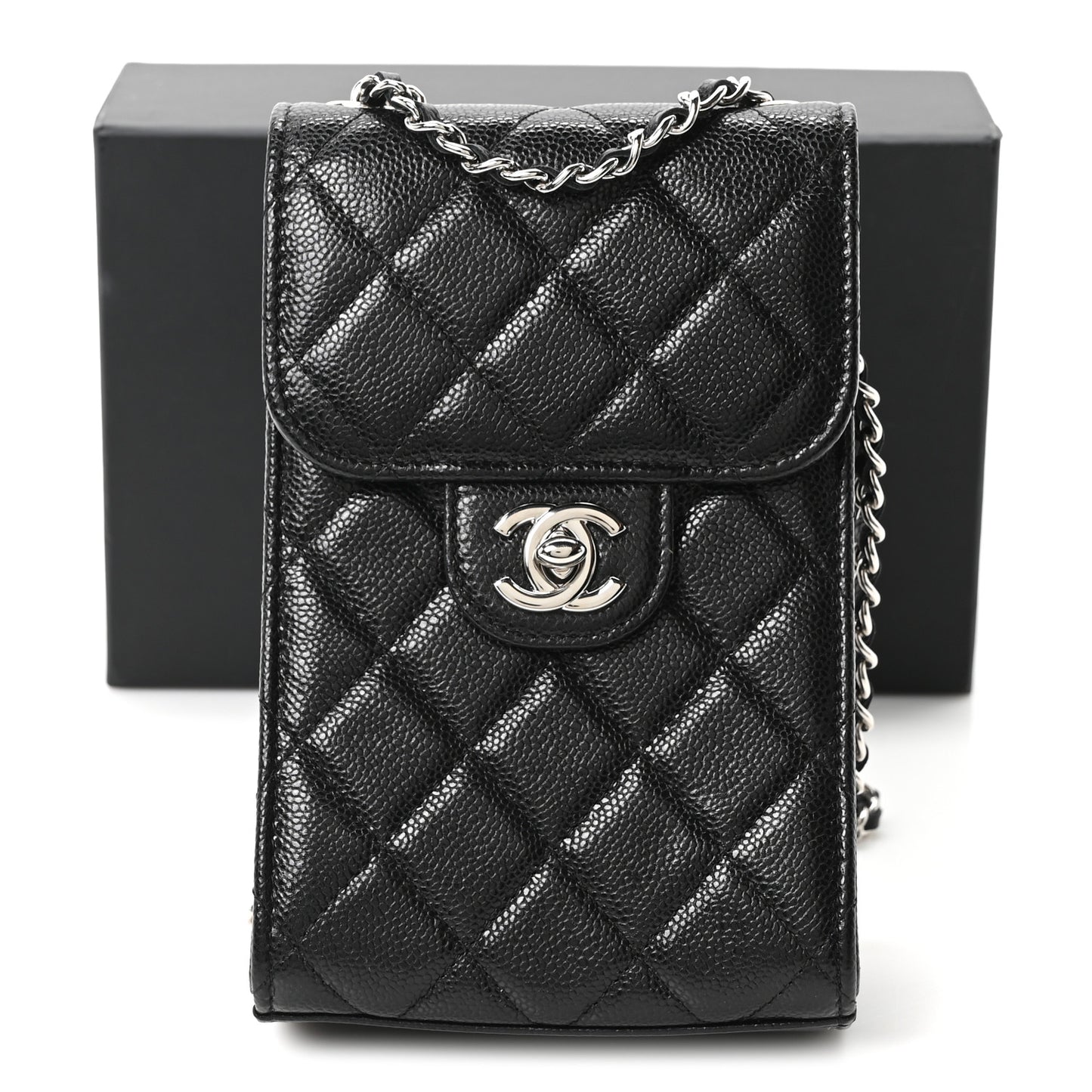 Caviar Quilted Classic Phone Holder Black