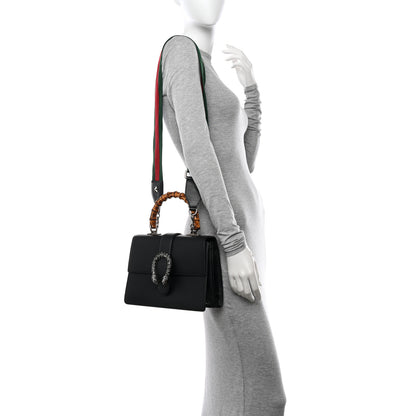 Gucci Dollar Calfskin Crystal Web Medium Dionysus Bamboo Top Handle Bag Black Black Diamond 2 of 14