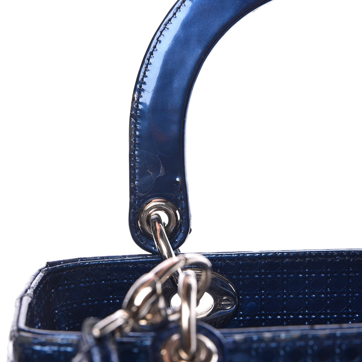 Metallic Patent Micro-Cannage Medium Lady Dior Blue
