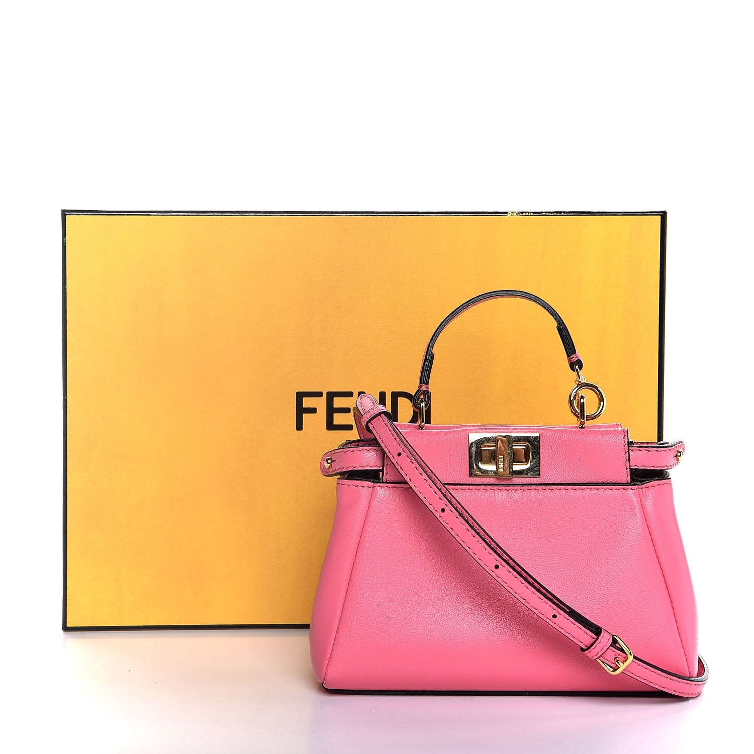 Fendi Shiny Nappa Micro Peekaboo Iconic Satchel Rosa Fluo 8 of 8