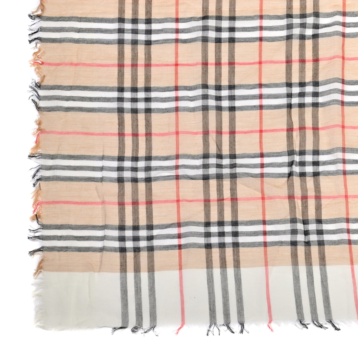 Cotton Vintage Check Two Tone Lightweight Scarf Archive Beige Grey