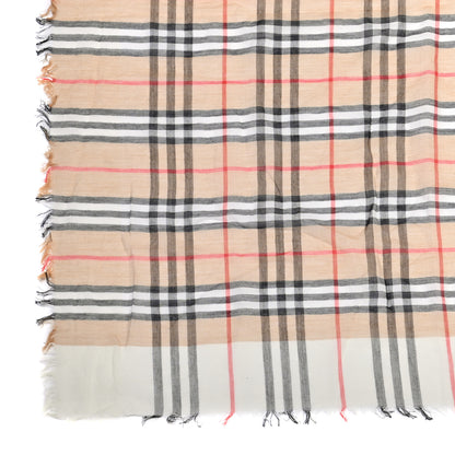 Burberry Cotton Vintage Check Two Tone Lightweight Scarf Archive Beige Grey 2 of 4