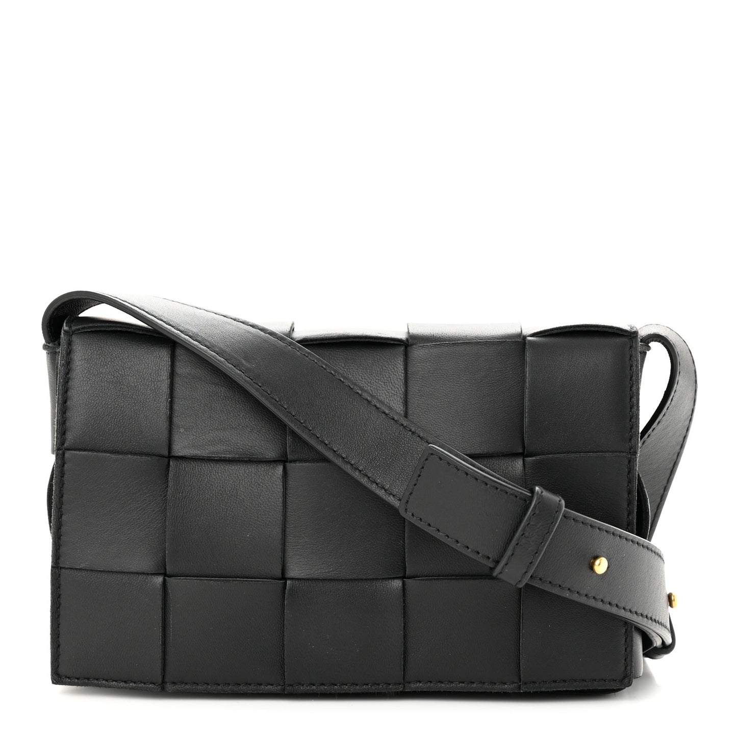 Lambskin Maxi Intreccio Small Cassette Crossbody Bag Black