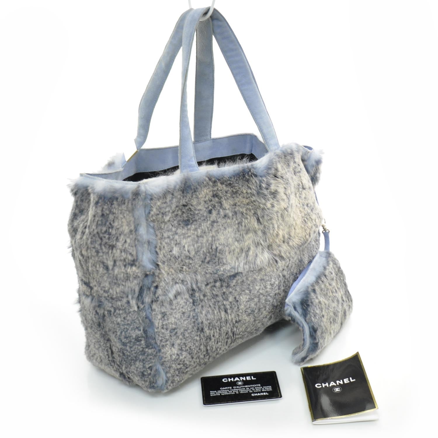 Chanel Lapin Rabbit Fur Tote w Cosmetic Pouch 3 of 7