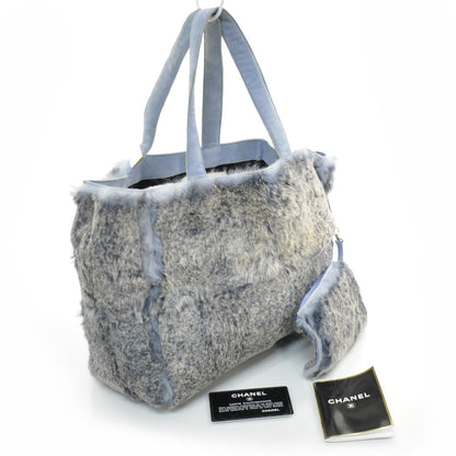 Chanel Lapin Rabbit Fur Tote w Cosmetic Pouch 3 of 7