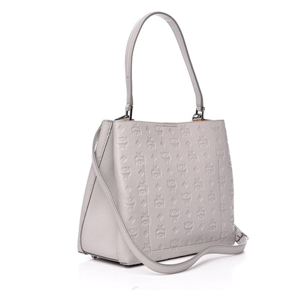 MCM Calfskin Ottomar Monogram Sarah Medium Hobo Dove Grey 3 of 9