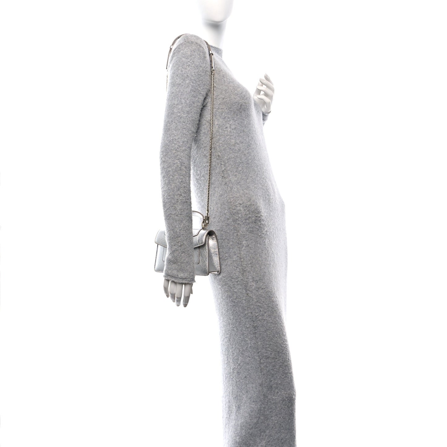 Metallic Calfskin Mini Serpenti Forever Top Handle Silver