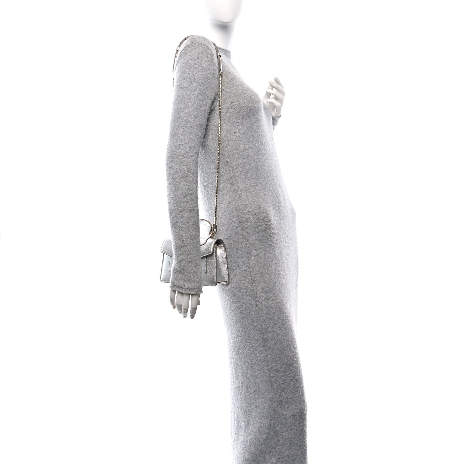 Bulgari Metallic Calfskin Mini Serpenti Forever Top Handle Silver 2 of 9