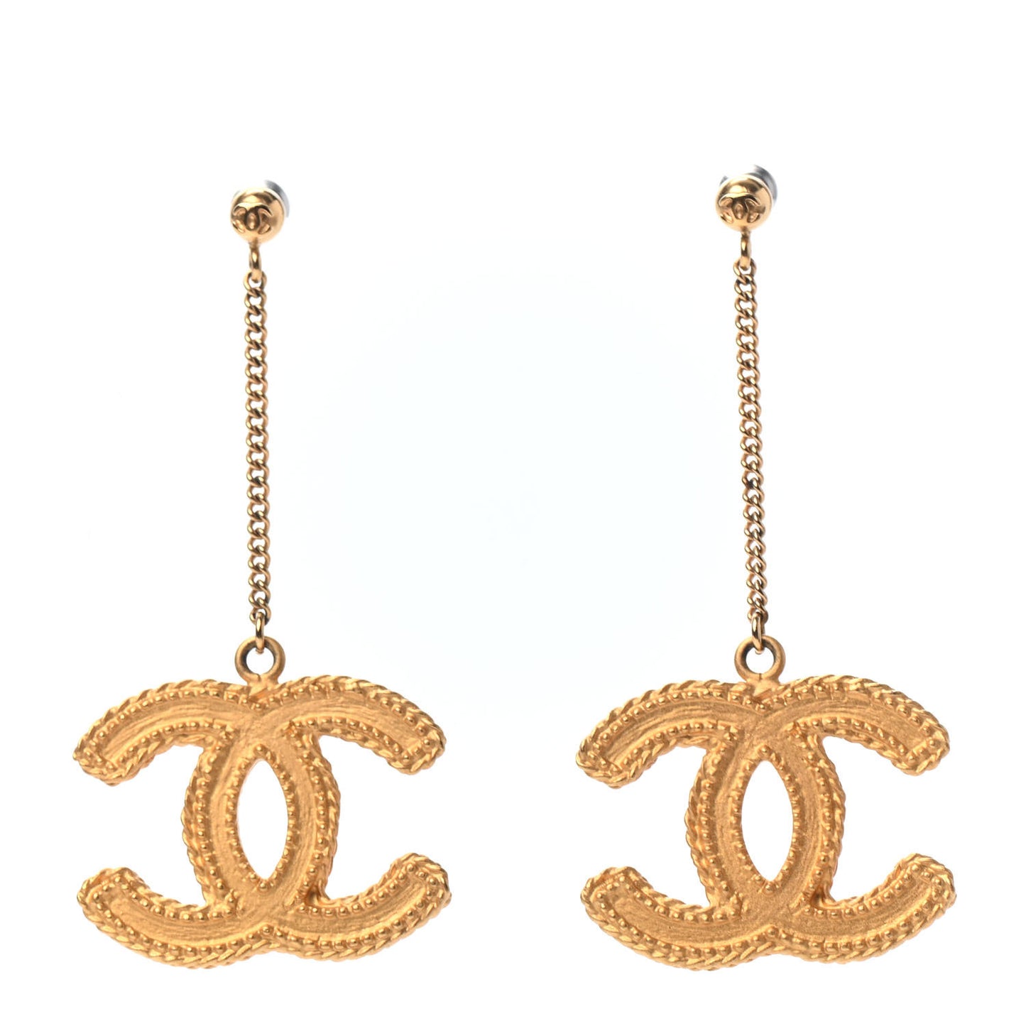 CC Drop Earrings Matte Gold