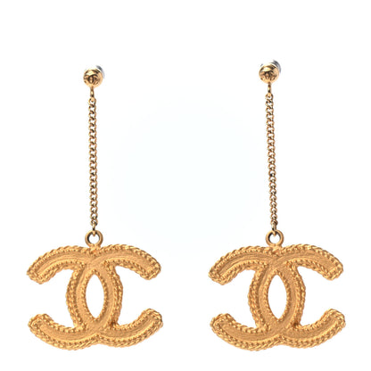 Chanel CC Drop Earrings Matte Gold 1 of 4