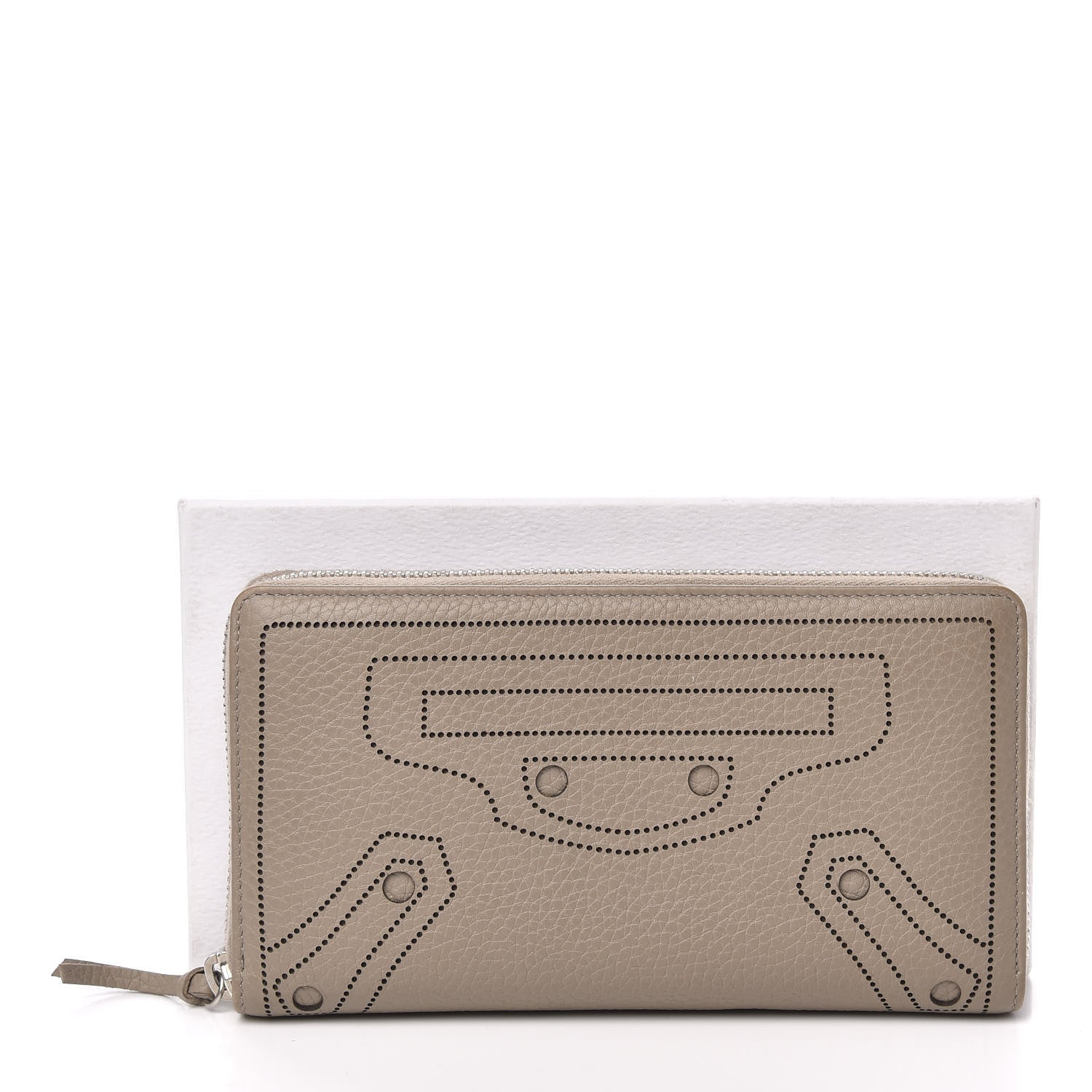 Balenciaga Veau Grana Perforated Blackout Hardware Continental Zip Around Wallet Gris Cendre 8 of 8