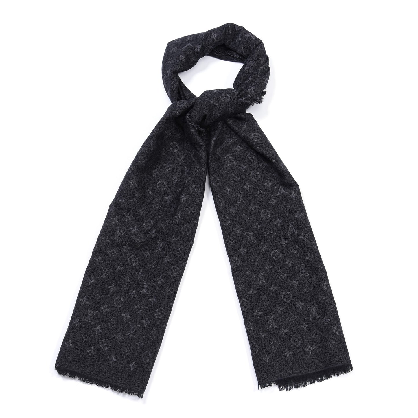 Cotton Monogram Shawl Gray