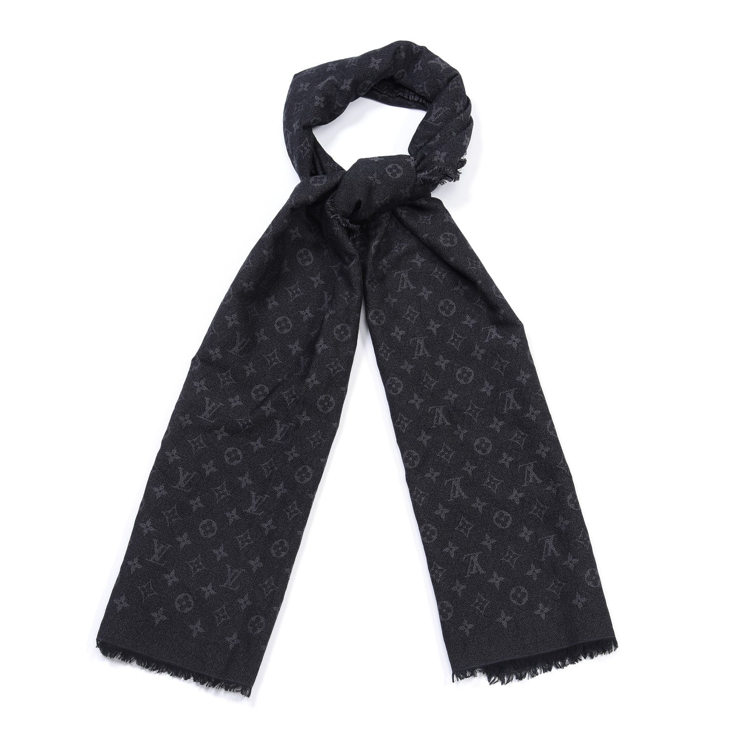 Louis Vuitton Cotton Monogram Shawl Gray 2 of 5