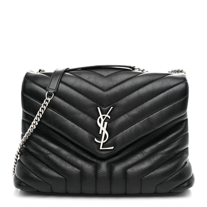 Saint Laurent Calfskin Y Quilted Monogram Medium Loulou Chain Satchel Black 1 of 11