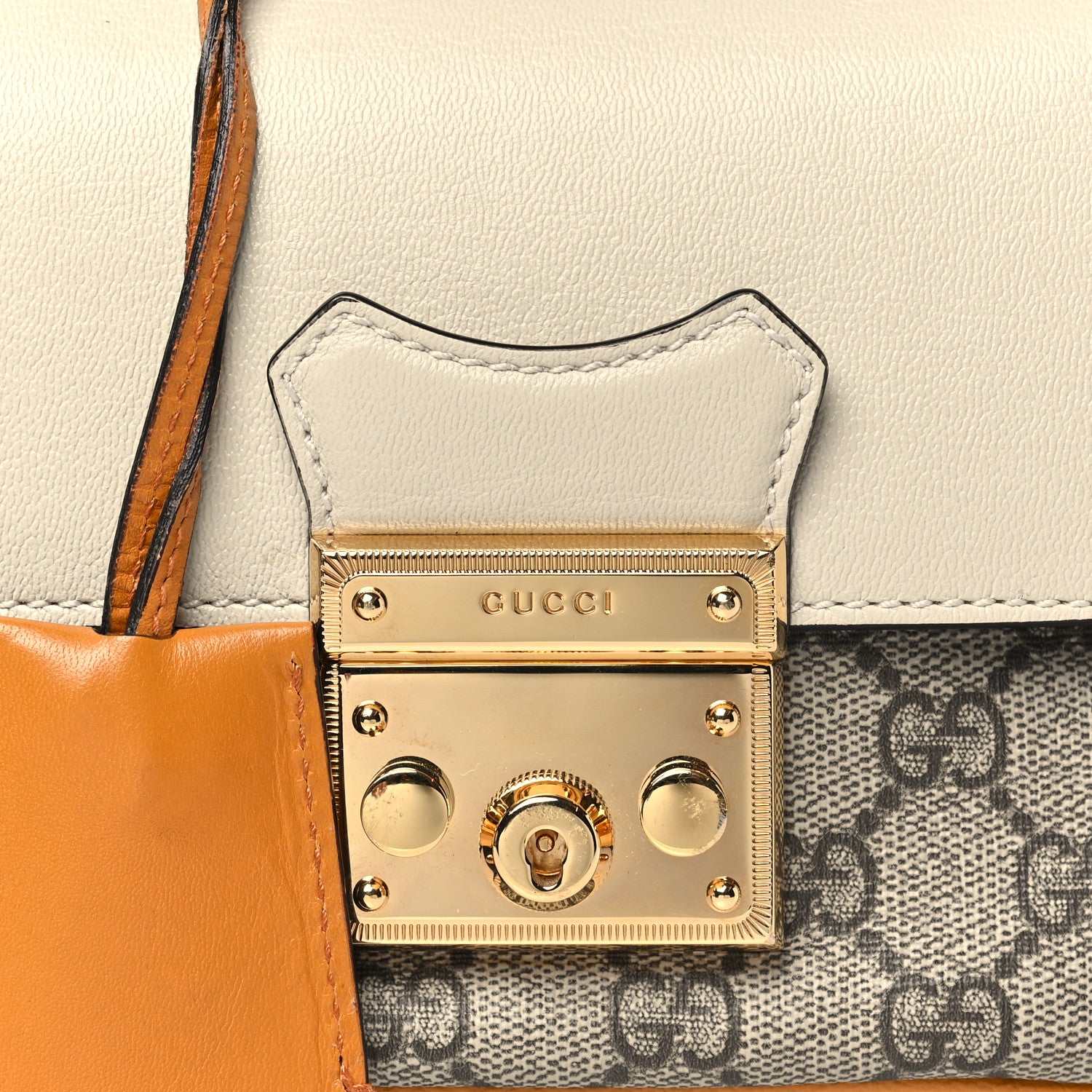 Gucci GG Supreme Monogram Calfskin Mini Padlock Flap Pocket Shoulder Bag Beige Mystic White Sun Oil 8 of 10