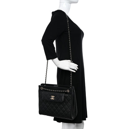 Chanel Caviar Quilted In Out Flap Shopping Tote Black 2 of 12
