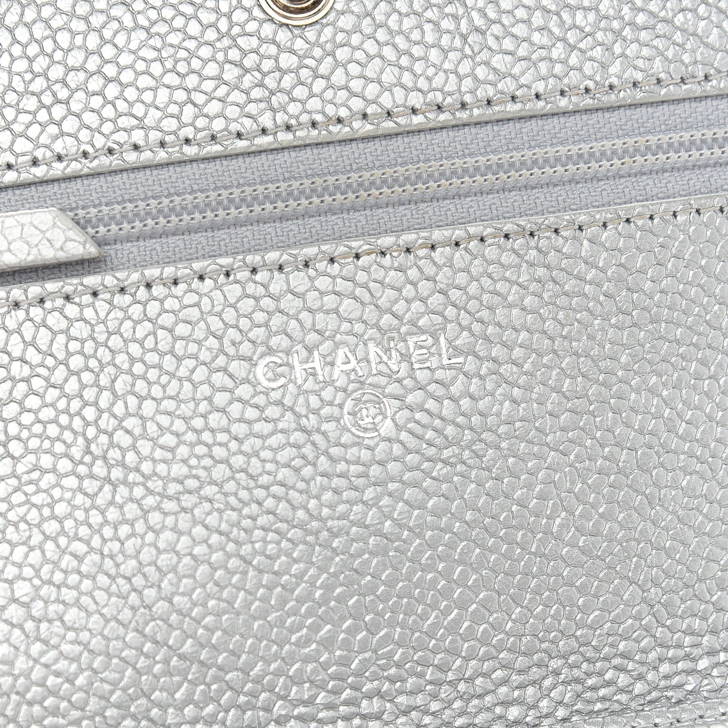 Chanel Metallic Caviar Quilted Wallet on Chain WOC Silver 6 of 10