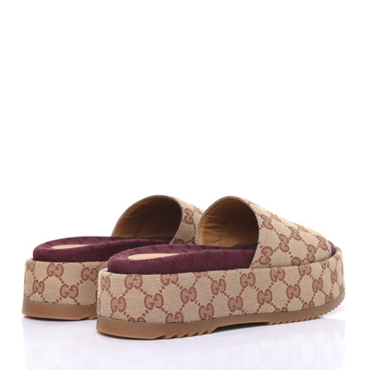 Gucci Canvas GG Monogram Angelina Platform Slide Sandals 36.5 Beige Ruggine 4 of 10