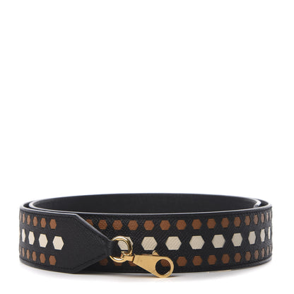 Hermes Epsom 45mm Mousqetons Tressage Shoulder Strap Black Gold 1 of 5