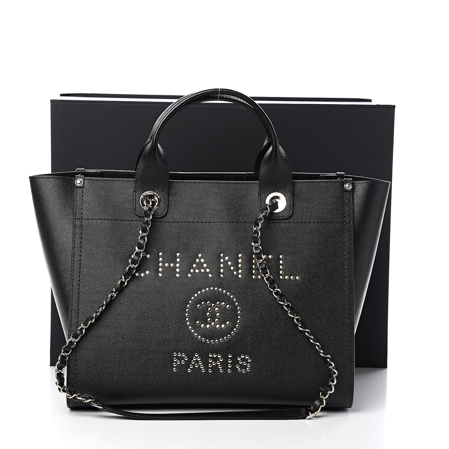 Caviar Small Studded Deauville Tote Black