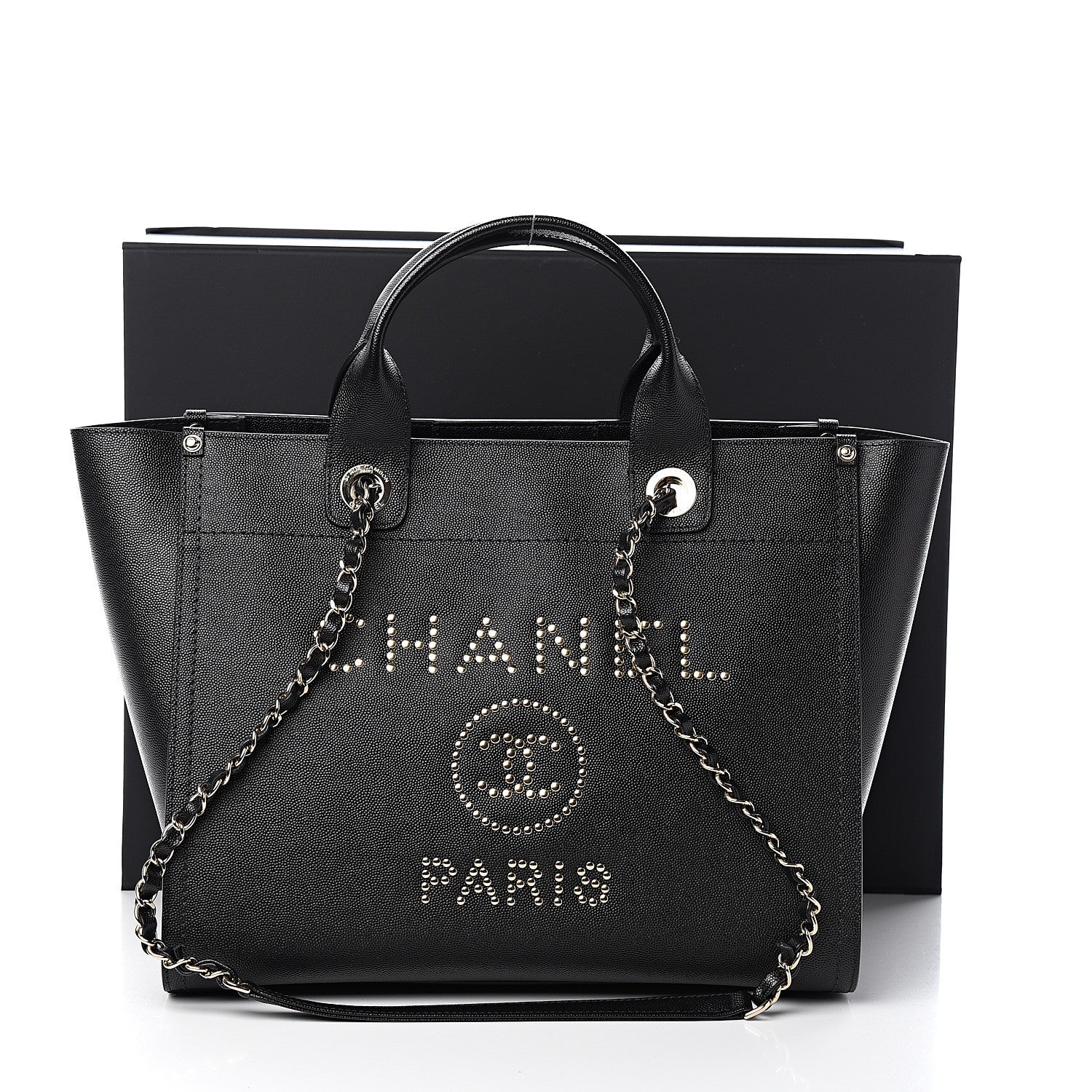 Chanel Caviar Small Studded Deauville Tote Black 10 of 10