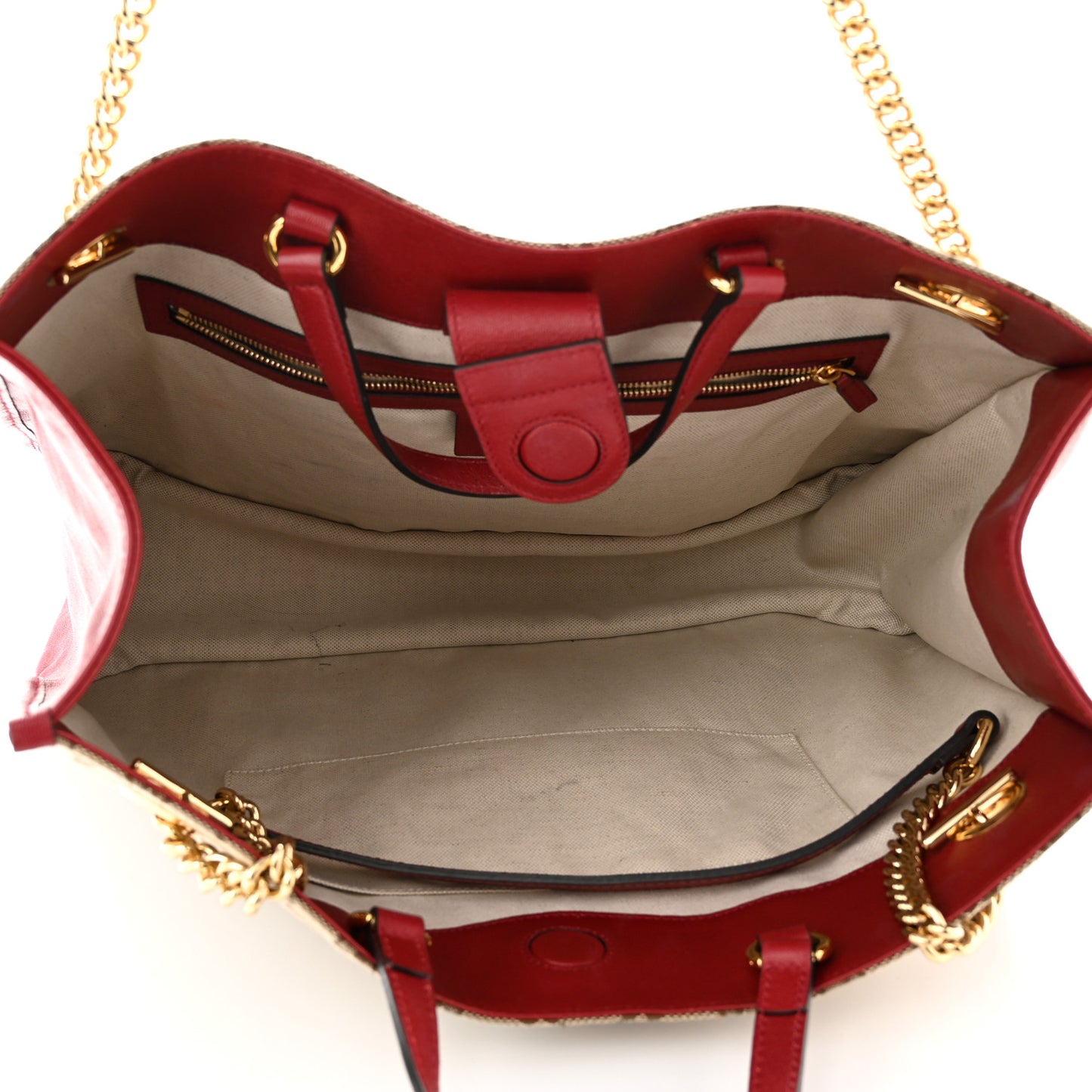 Monogram New Sakai Calfskin Lux Large Horsebit 1955 Tote Bag Beige Ebony New Cherry Red