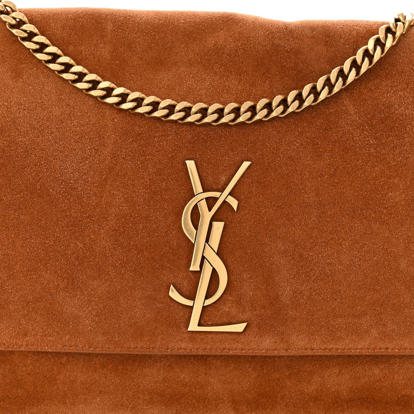 Smooth Calfskin Suede Medium Reversible Monogram Kate Satchel Brick