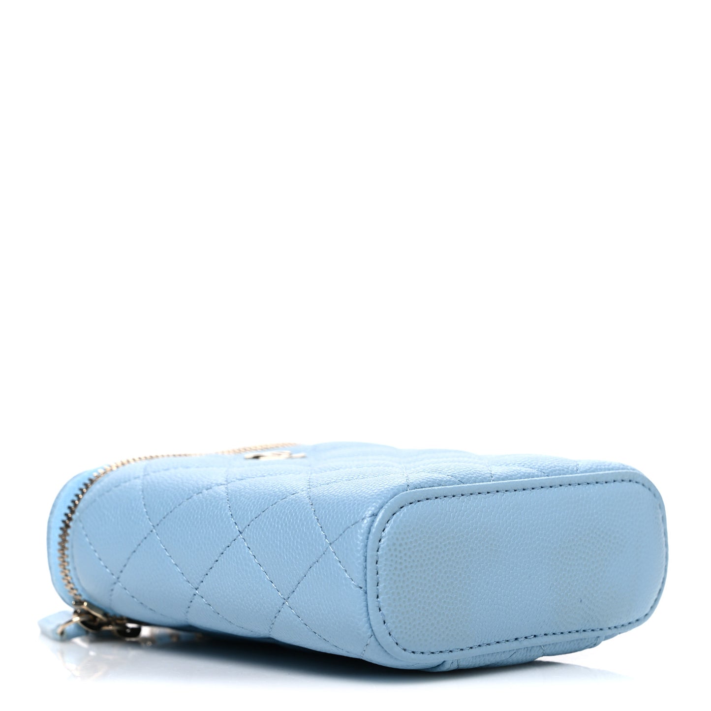 Caviar Quilted Small Vertical Coco Beauty Vanity Case With Chain Blue