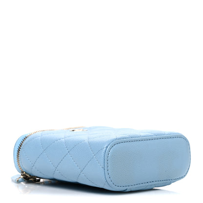 Chanel Caviar Quilted Small Vertical Coco Beauty Vanity Case With Chain Blue 4 of 10
